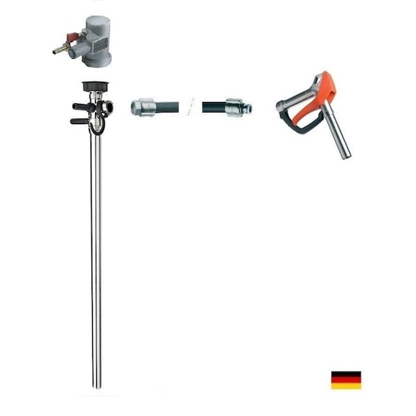 Flux Liquid Saver Drum Pump, Stainless Steel, 39" Long, Air Operated Motor, 470W Power, 6 ft hose, hand nozzle. 24-ZORO0187 - main